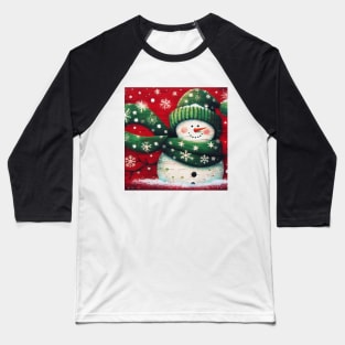 Vintage Folk Art Snowman Baseball T-Shirt